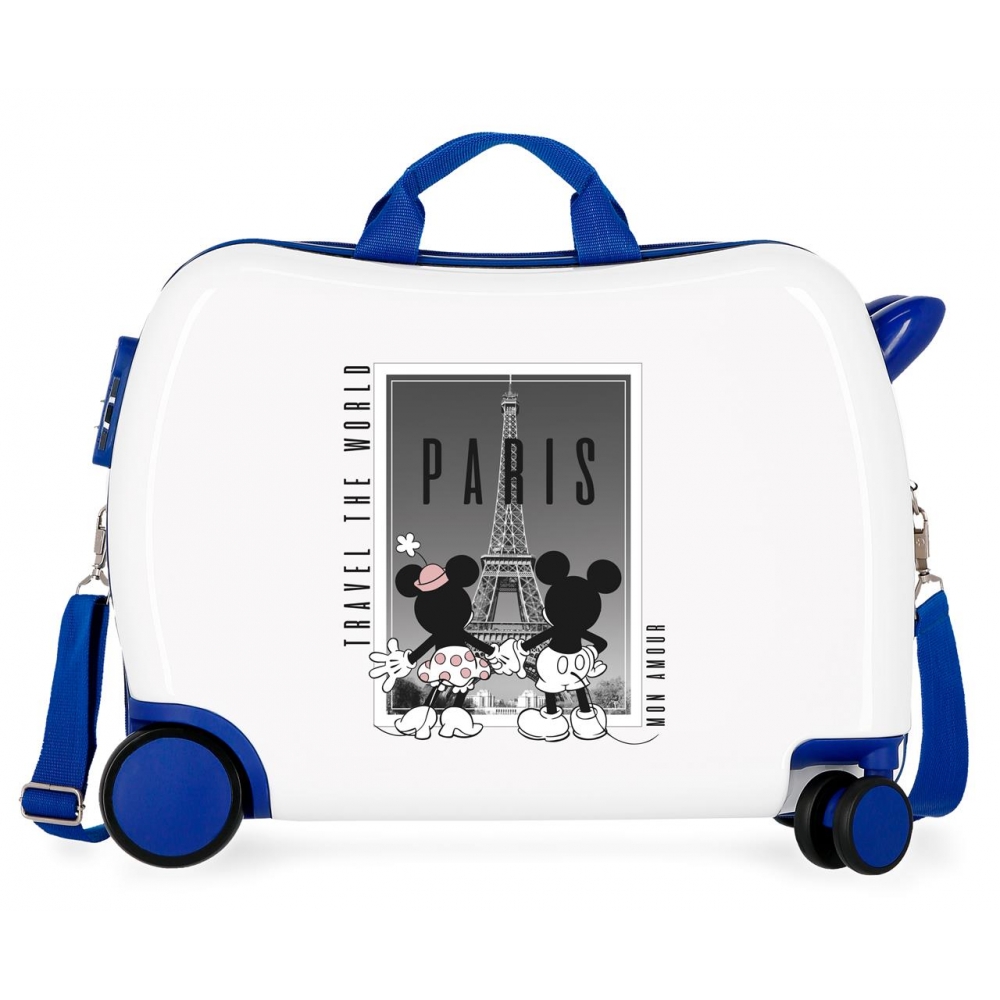 Maleta infantil Minnie y Mickey Paris 2 ruedas multidireccionales blanco 