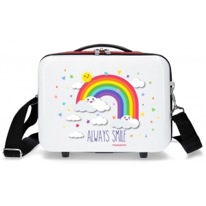 Neceser ABS Movom Arcoiris Always Smile adaptable a trolley Blanco