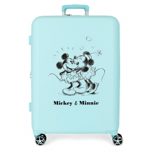 Maleta mediana rígida Disney Mickey & Minnie Kisses 70 cm turquesa