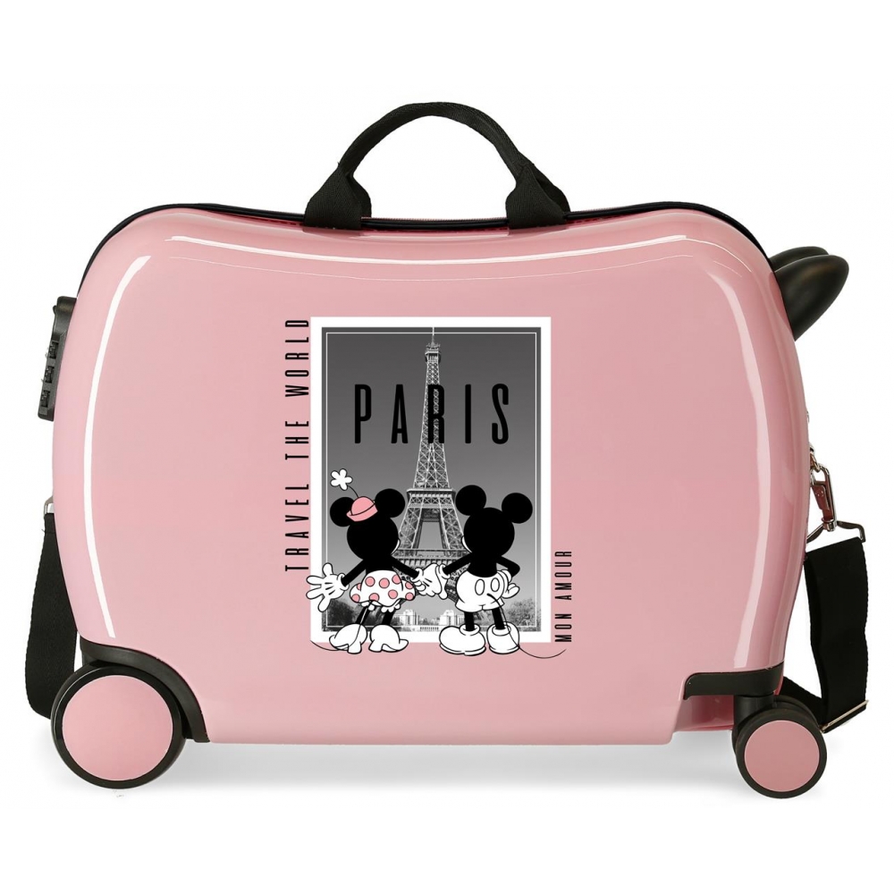 Maleta infantil Minnie y Mickey Paris 2 ruedas multidireccionales rosa