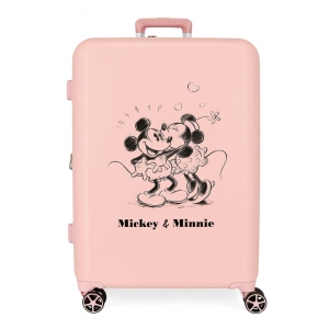 Maleta mediana rígida Disney Mickey & Minnie Kisses 70 cm nude
