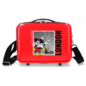 Neceser ABS Mickey y Minnie Londres adaptable rojo