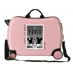 Maleta infantil Minnie y Mickey Paris 2 ruedas multidireccionales rosa