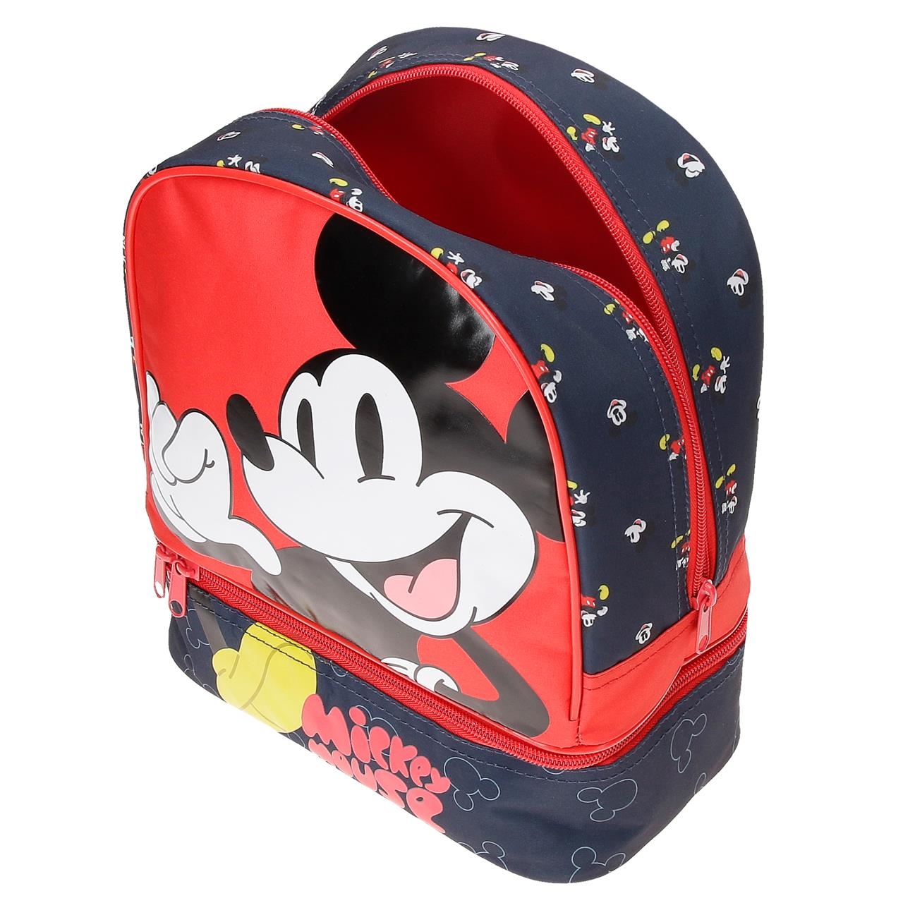 Mochila Mickey Mouse Fashion 28cm con porta merienda
