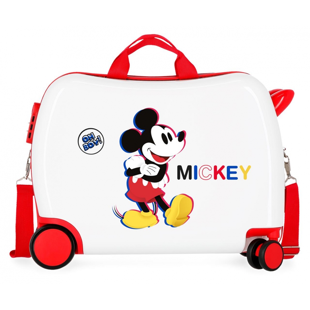 Maleta infantil Mickey 3D 2 ruedas multidireccionales blanco