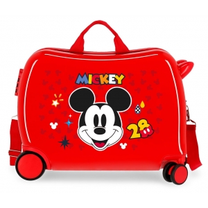 Maleta infantil 2 ruedas multidireccionales Mickey Get Moving Rojo