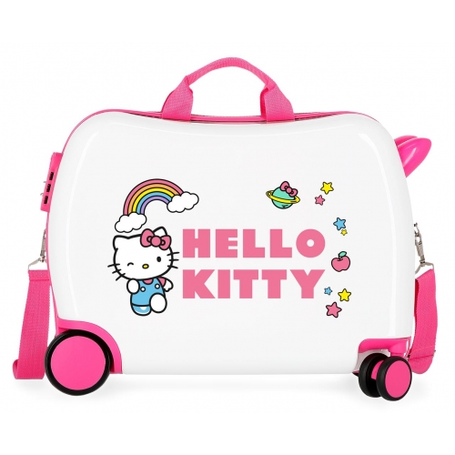 Maleta infantil 2 ruedas multidireccionales Hello Kitty You are cute blanco
