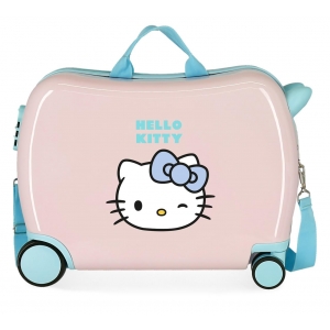 Maleta infantil Hello Kitty Wink 2 ruedas multidireccionales rosa claro